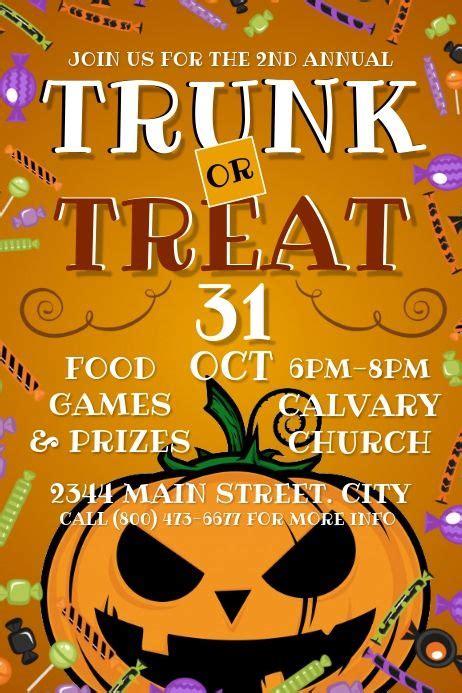 Halloween Trunk Or Treat Flyers | Trunk or treat, Halloween kids, Halloween event