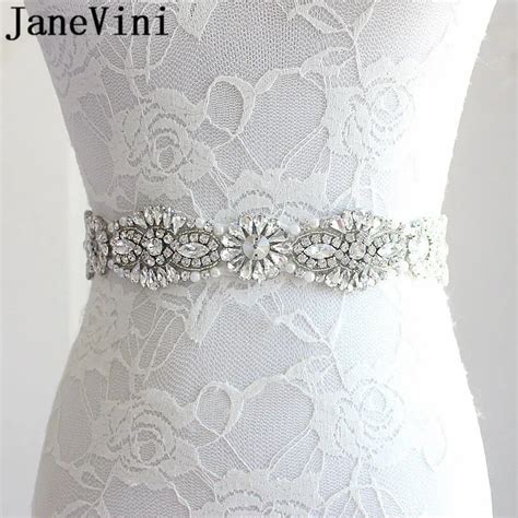 Janevini Bling Diament Wedding Belts With Stones Rhinestone Ribbon