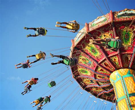 Ride Fair Spinning Around People Having Fun Stock Photos Free