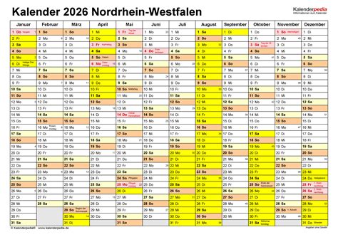 Kalender 2026 NRW Ferien Feiertage PDF Vorlagen