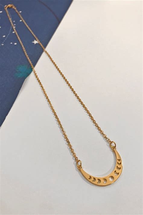 Moon Phase Necklace Gold Moon Phase Celestial Boho Dainty Layering