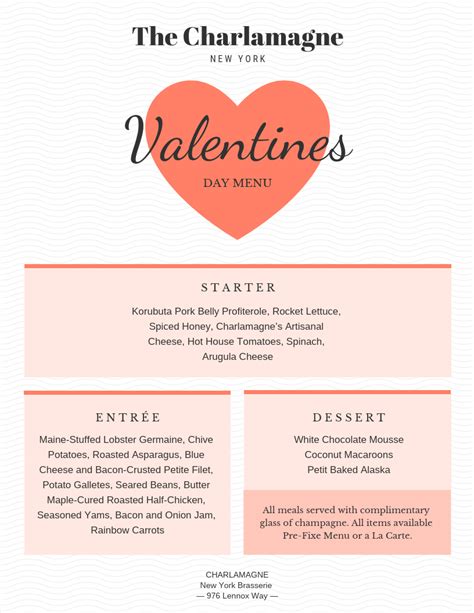 Classy Valentine S Day Restaurant Menu Template