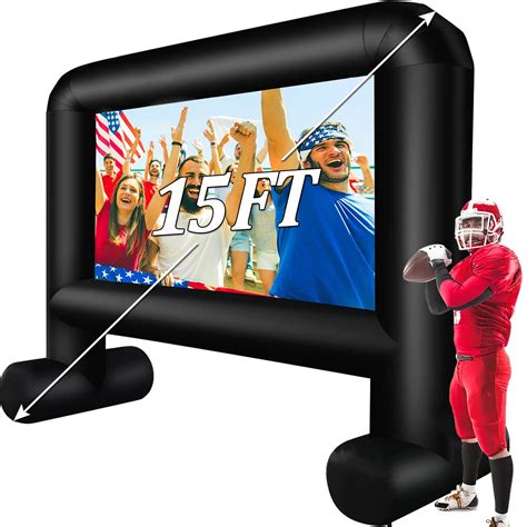 Inflatable Projector Screen Outdoor, 15FT Blow up Movie Screen Support