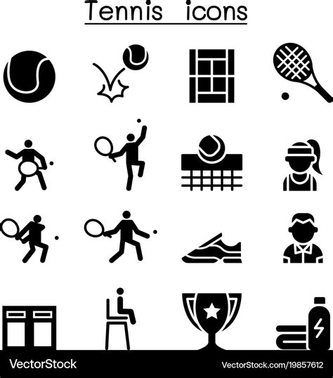 Tennis Icon Set Graphic Design Royalty Free Vector Image