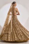 Buy Gold Net Embroidered Sequin Work Scallop Pattern Bridal Lehenga Set