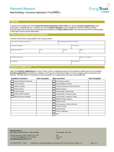 Fillable Online Small Office Incentive Workbook Forms Energytrust Org