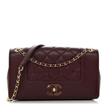 Chanel Sheepskin Quilted Vintage Mademoiselle Flap Dark Red