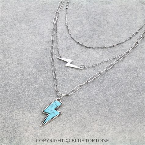 Lightning Stone Chain Layered Necklace – Bluetortoisewholesale