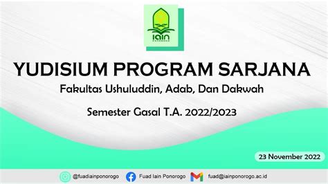 LIVE YUDISIUM PROGRAM SARJANA FAKULTAS USHULUDDIN ADAB DAN DAKWAH IAIN