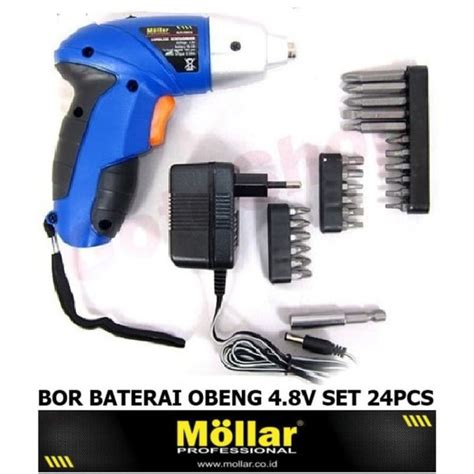 Jual Mollar 4 8 Volt 24 Pcs Cordless Screwdriver Obeng Listrik