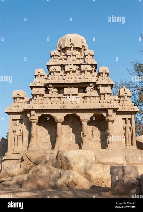 Templo Pancha Rathas Mahabalipuram Kanchipuram Estado De Tamil Nadu