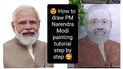 How To Draw Pm Narendra Modi Painting Tutorial Step By Step Pmmodi