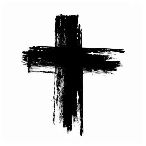 Premium Photo Black Grunge Cross Icon Drawn By Hand Simple Christian