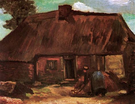 Cottage With Peasant Woman Digging Vincent Van Gogh Wikiart Org