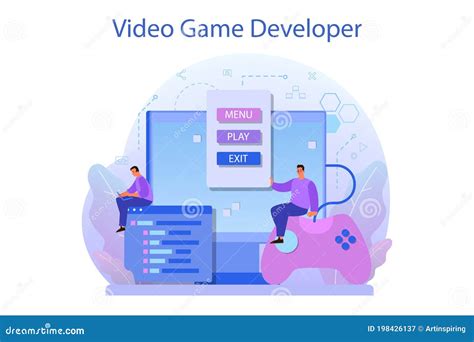 Game Development Concept Creative Process Of A Computer Stock Vector