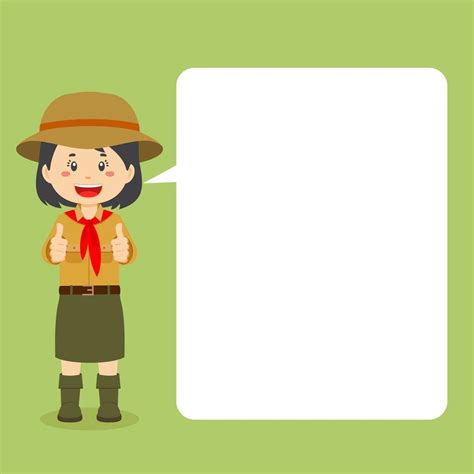 Scout Character Making Thumb Up With Speech Bubbles Vector Art