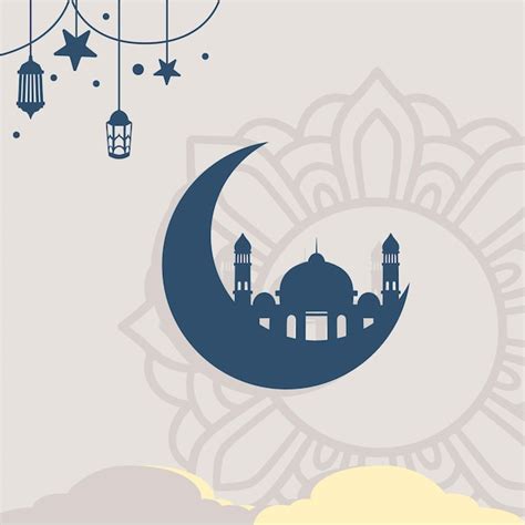 Media luna islámica para ramadán kareem eid mubarak Vector Premium