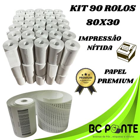 Bobina De Impressora Fiscal - Bobina Térmica de 30 metros 80x30 Cupom Fiscal branca com 90 unidades ...