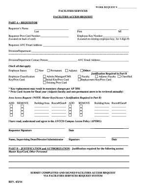 Fillable Online Avc Facility Access Request Fax Email Print Pdffiller