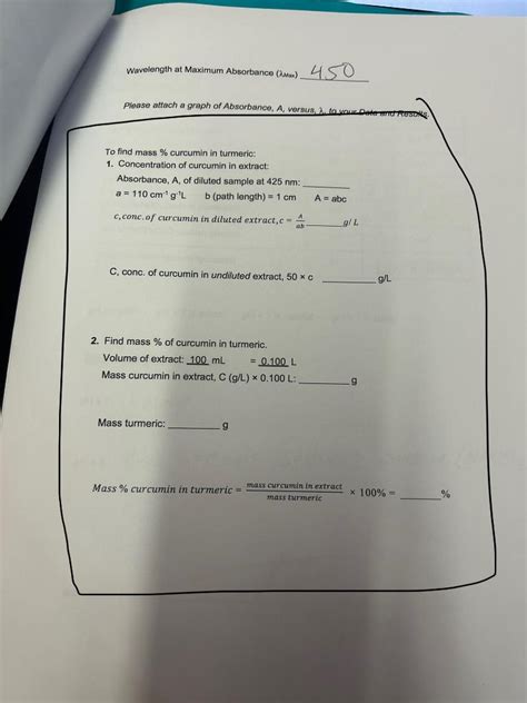 Part B: Spectrum of Curcumin Solution 1. | Chegg.com