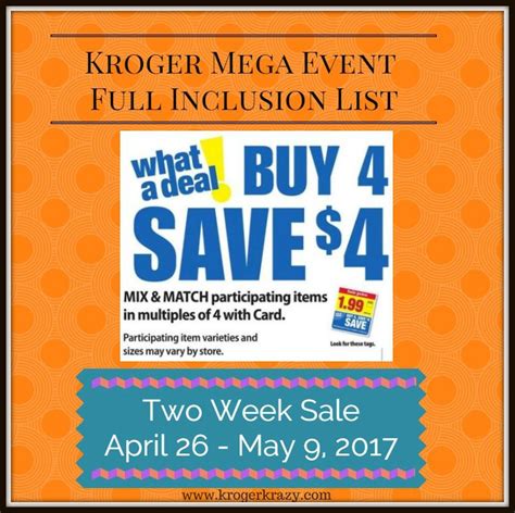 Kroger Buy 4 Save 4 Mega Event Full Inclusion List Two Week Sale