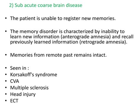 Disorders of memory | PPT