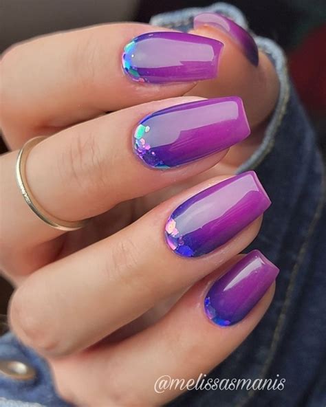 Stunning Blue And Purple Ombre Glitter Nails