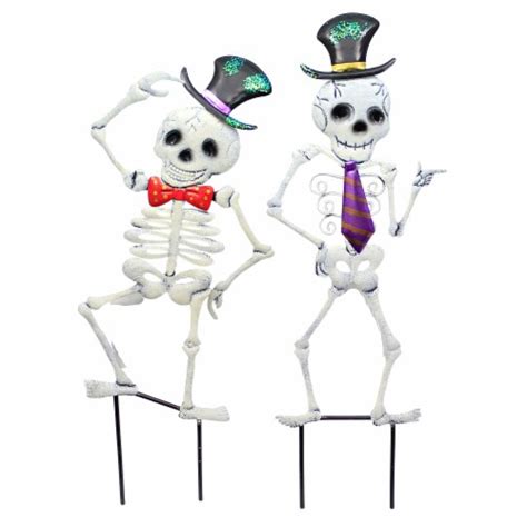 Home And Garden Boney Skeletons Metal Halloween Tie Top Hat 32423251 1