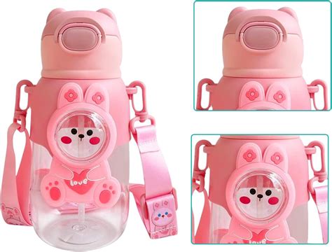 Jqwsve Botella De Agua Kawaii Lindas Botellas De Agua Con Popote Y