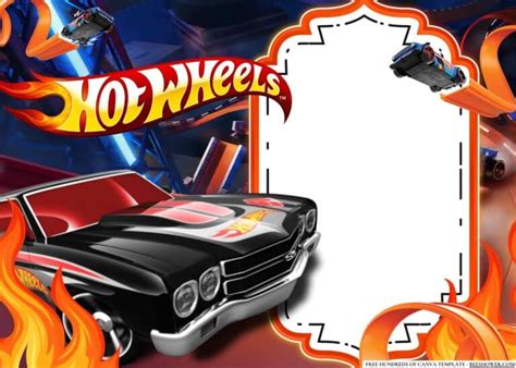 FREE Editable Hot Wheels Blank Birthday Invitation