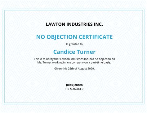 Free No Objection Certificate From Employer Template Edit Online