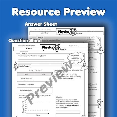 Latent Heat Home Learning Worksheet Gcse Teaching Resources