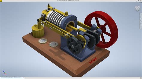 Autodesk Inventor Maqueta De Un Motor Stirling Llamado Rebi Modificado