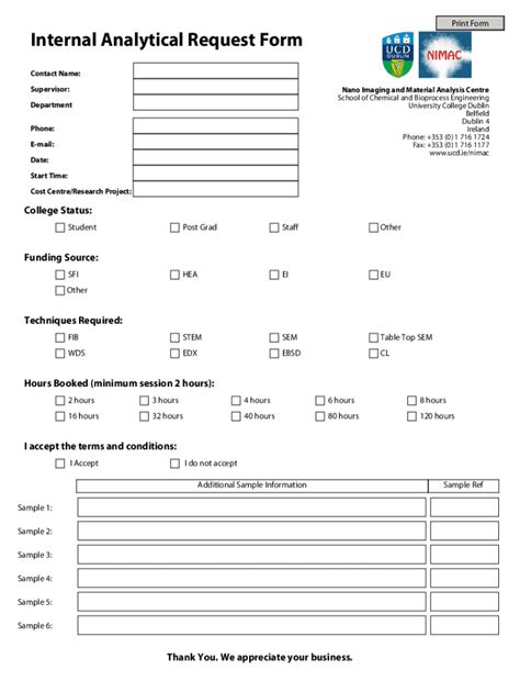 Fillable Online Internal Analytical Request Form Fax Email Print