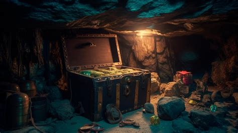 Premium Photo Pirates Treasure Chest In Cave Generative Ai