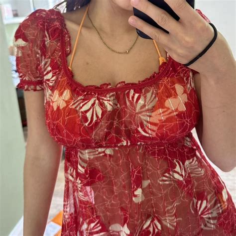 See Through Bikini Cover Up Dress Shown On An Xs Depop