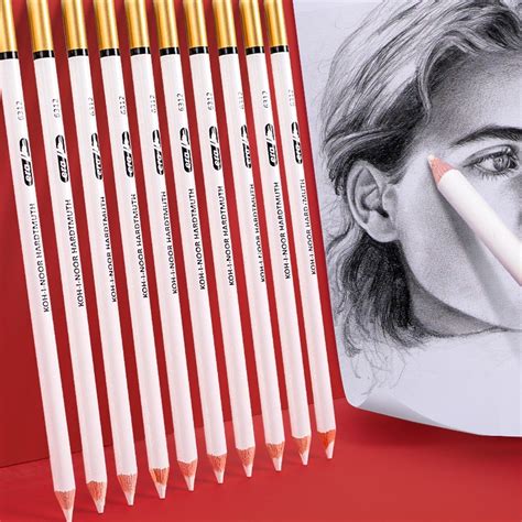 2ppcs Koh I Noor Hardtmuth Era White Pencils Highlight Pencil High Gloss Eraser Pencil Shopee