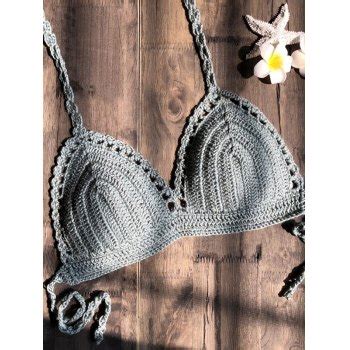 Emmiol Free Shipping Lace Up Crochet Knitted Bikini Top Green S In Bikini Tops Online Store