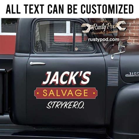 Personalized Hot Rod Lettering Salvage Lettering Rat Rod Door Art Sticker Rustypod Store