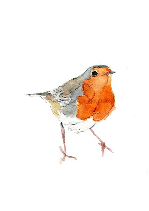 Cute Robin Art Print Robin Watercolor Print Wild Life Art Etsy Etsy