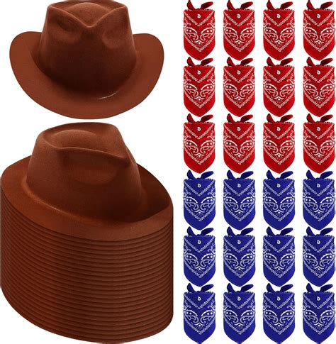 Amazon 48 Pack Cowboy Hat And Bandana Set Include 24 Cowboy Hats