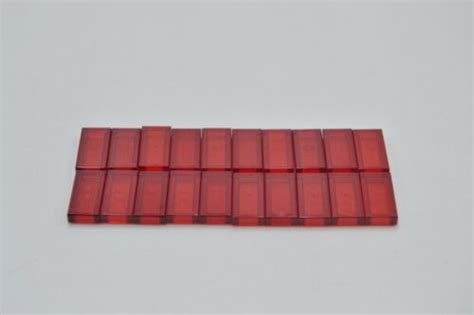 LEGO 20 X Fliese Kachel Transparent Rot Trans Red Tile 1x2 With Groove