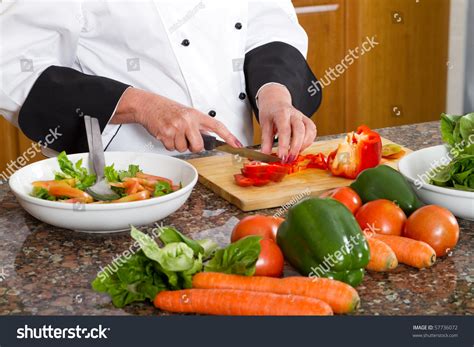 Professional Chef Making Salad Stock Photo 57736072 Shutterstock