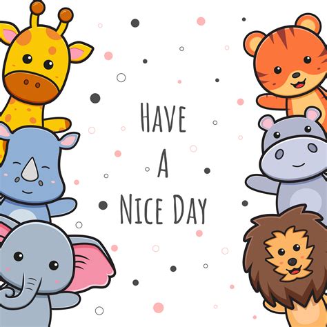 Cute animal greeting card doodle background wallpaper cartoon illustration 3506690 Vector Art at ...