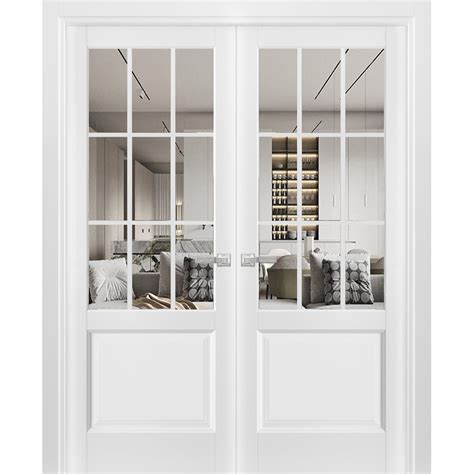 SARTODOORS Felicia Clear Glass French White Doors & Reviews | Wayfair