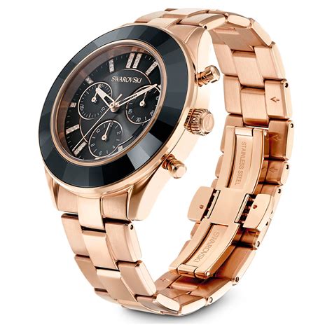 Octea Lux Sport Watch Swiss Made Metal Bracelet Black Rose Gold