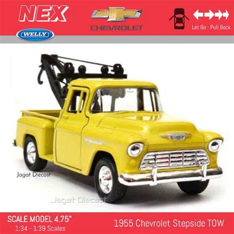 Jual Welly 1955 Chevrolet Stepside Tow Truck White Mainan Mobilan Derek