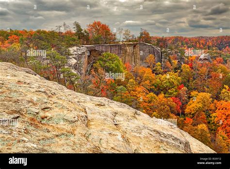 Fall colors and Haystack Rock, Red River Gorge, Kentucky Stock Photo - Alamy