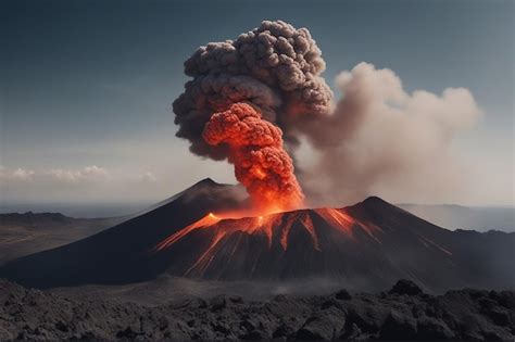 Premium AI Image | A volcanic eruption with ash plume