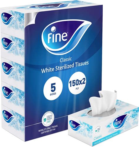 Fine Sterilized Facial Tissues Classic Euphoria 150x2 Ply White